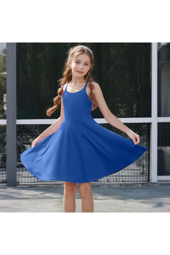 Luxalzxs Girls Sleeveless Tennis Dress Kids Racerback Golf Dress School Sports Dresses Outfit with Built in Shorts