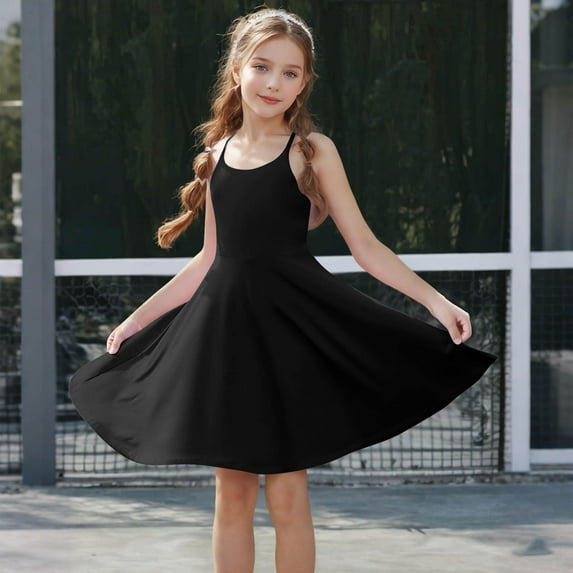 Luxalzxs Girls Sleeveless Tennis Dress Kids Racerback Golf Dress School Sports Dresses Outfit with Built in Shorts