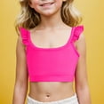thumbnail image 1 of Luxalzxs Girls Training Bra Kids Cute Ruffle Sports Bra Comfort Workout Dance Yoga Crop Top 4-12 Years, 1 of 8