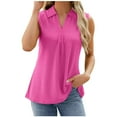 thumbnail image 1 of Luxalzxs Going Out Tops for Women Summer Casual Loose Dressy Solid Color Lapel Collar V-Neck Vest Lace Splicing Sleeveless Basic T-Shirt Tank Tops, 1 of 4