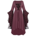 thumbnail image 1 of Luxalzxs Gothic Dresses for Women Long Sleeve Vintage Witch Dress Plus Size Bell Sleeve Medieval Renaissance Gown Halloween Dress, 1 of 2