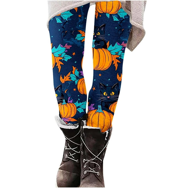 Kilaqueen Halloween Leggings for Women Fall Winter Pumpkin Ghost