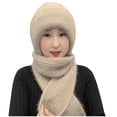 thumbnail image 1 of Luxalzxs Hat and Scarf Set for Women Winter Warm Elastic Soft Ear Protection Knitted Scarf Hat One Piece Set Fleece Lined Beanie Hat Windproof Cap Scarf Set, 1 of 5