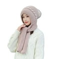 thumbnail image 1 of Luxalzxs Hat and Scarf Set for Women Integrated Ear Protection Windproof Cap Scarf 2 in 1 Winter Warm Knitted Hat Scarf Set, 1 of 5