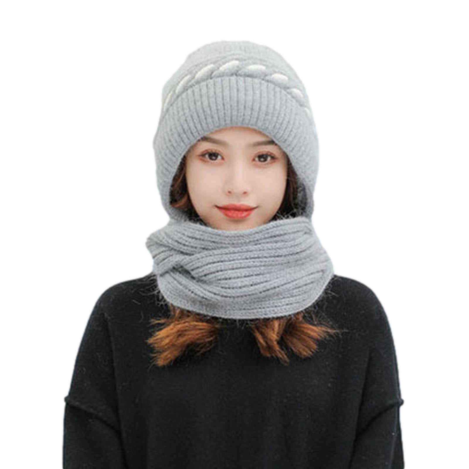 Luxalzxs Hat and Scarf Set for Women Integrated Ear Protection