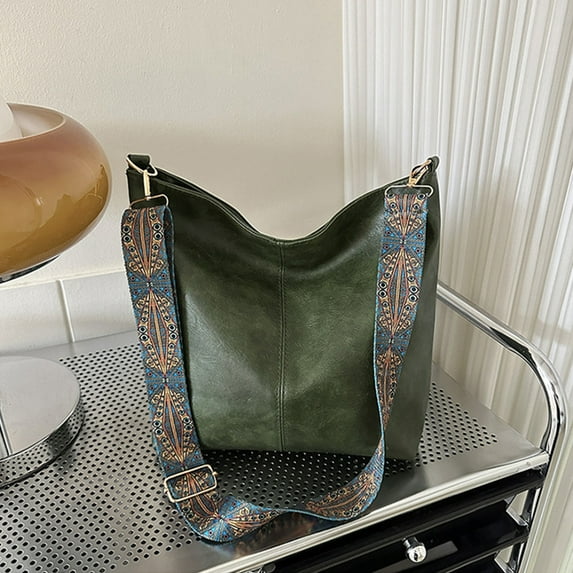 Luxalzxs Hobo Bag for Women Crossbody Handbags Ladies Bucket Purse PU Leather Shoulder Bags with Wide Shoulder Strap, Ladies Work Travel Shopping Tote Bag