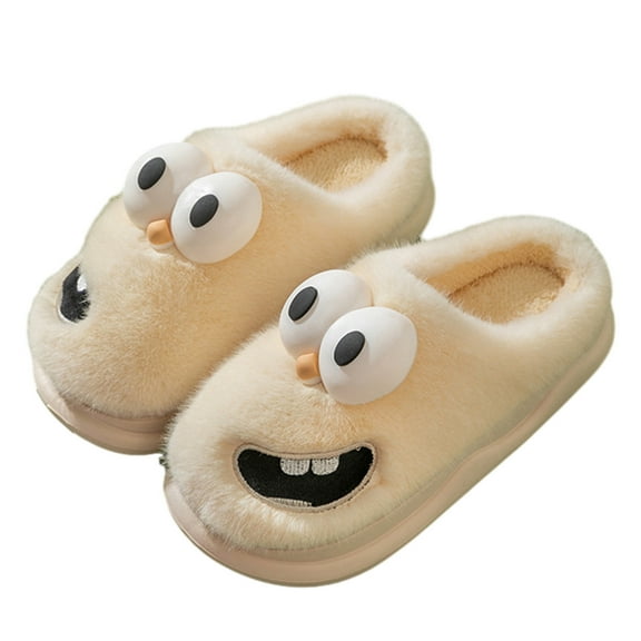 Luxalzxs House Slippers for Woman Cute Cartoon Big Eyes Cotton Memory Foam Slippers Plush Comfy Home Bedroom Slippers