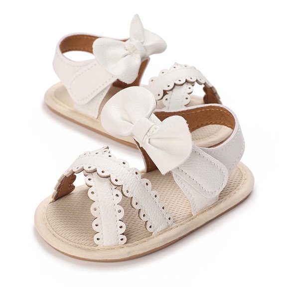 Luxalzxs Infant Baby Girl Boy Sandals Comfort Summer Outdoor Casual Beach Shoes with Bowknot, Anti Slip Rubber Sole Newborn Toddler Prewalker First Walking Shoes
