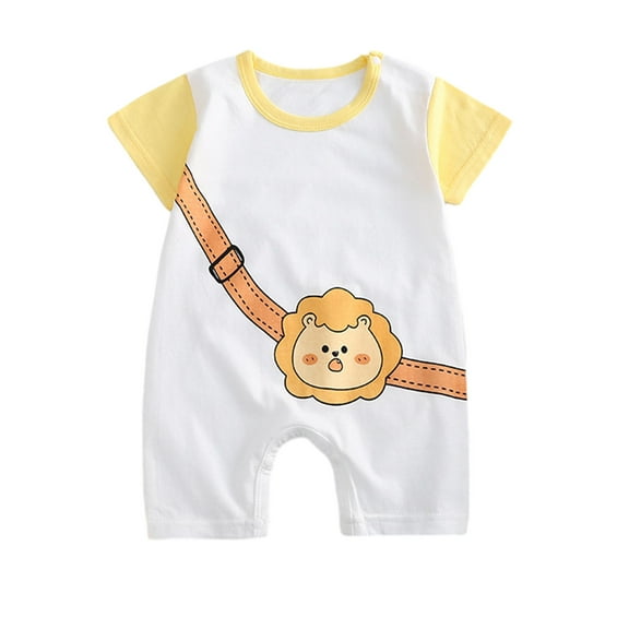 Luxalzxs Infant Newborn Children Baby Boys Girls Cartoon Romper Short Sleeve Cute Sleepers One-Piece Beach Outfit Summer Clothes 1-12 Months