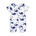 thumbnail image 1 of Luxalzxs Infant Toddler Baby Boys Girls Cotton Cute Cartoon Animal Pattern Short Sleeve Double Zipper Pajamas Bodysuit Romper Jumpsuit Summer Outfits 3 Months-3 Years, 1 of 5