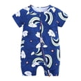 thumbnail image 1 of Luxalzxs Infant Toddler Baby Boys Girls Cotton Cute Cartoon Animal Pattern Short Sleeve Double Zipper Pajamas Bodysuit Romper Jumpsuit Summer Outfits 3 Months-3 Years, 1 of 5