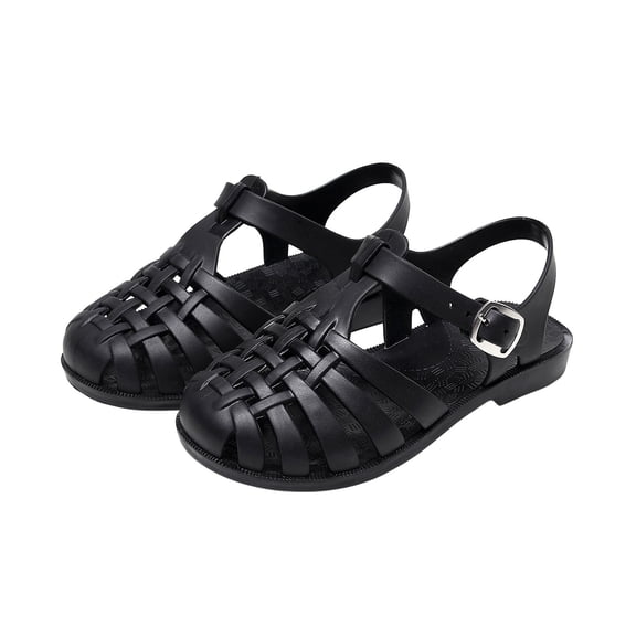 Luxalzxs Jelly Shoes for Girls Boys Unisex Toddler Jellies Sandals T-Strap Soft Flats Retro Summer Beach Closed Toe Fishermen Sandals Roman Sandals