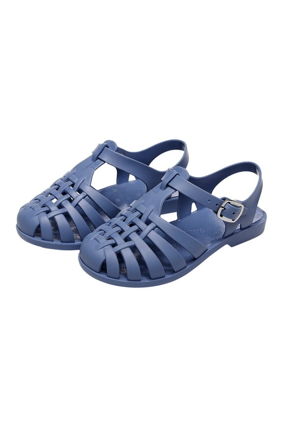 Luxalzxs Jelly Shoes for Girls Boys Unisex Toddler Jellies Sandals T-Strap Soft Flats Retro Summer Beach Closed Toe Fishermen Sandals Roman Sandals