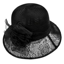Luxalzxs Lady Organza Fascinator Sun Hats Women Kentucky Derby Wide Brim Bowler Hat for Tea Party Church Wedding Bucket Hat Bridal Dress Cap