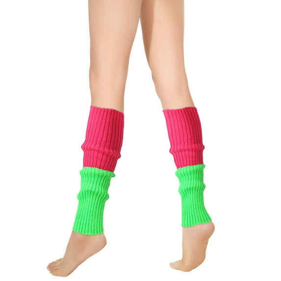 Luxalzxs Leg Warmers for Women Girls 80s Ribbed Leg Warmer for Neon Party Knitted Fall Winter Yoga Sports Socks