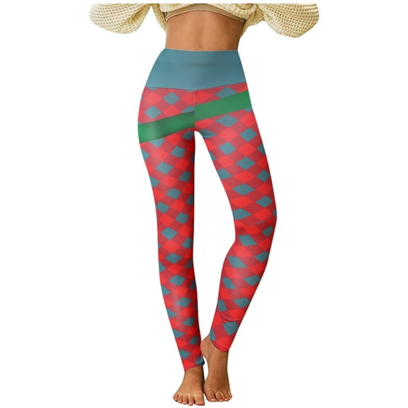 Luxalzxs Leggings for Women Christmas Printing High Waist Stretch Fitness Tummy Control Leggings Yoga Pant Workout Tight