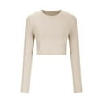 thumbnail image 1 of Luxalzxs Lightweight Basic Crop Tops Slim Fit Long Sleeve Workout Tops for Women Athletic Yoga Running Cropped Tops Slim Fit Gym Shirts, 1 of 5