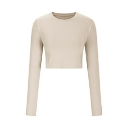 Women's Long Sleeve Spandex Athletic Crop Tops for Yoga