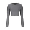 thumbnail image 1 of Luxalzxs Lightweight Basic Crop Tops Slim Fit Long Sleeve Workout Tops for Women Athletic Yoga Running Cropped Tops Slim Fit Gym Shirts, 1 of 5