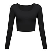 Long sleeve crop top for women, exercise seamless crop T-shirt top