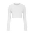 thumbnail image 1 of Luxalzxs Lightweight Basic Crop Tops Slim Fit Long Sleeve Workout Tops for Women Athletic Yoga Running Cropped Tops Slim Fit Gym Shirts, 1 of 5