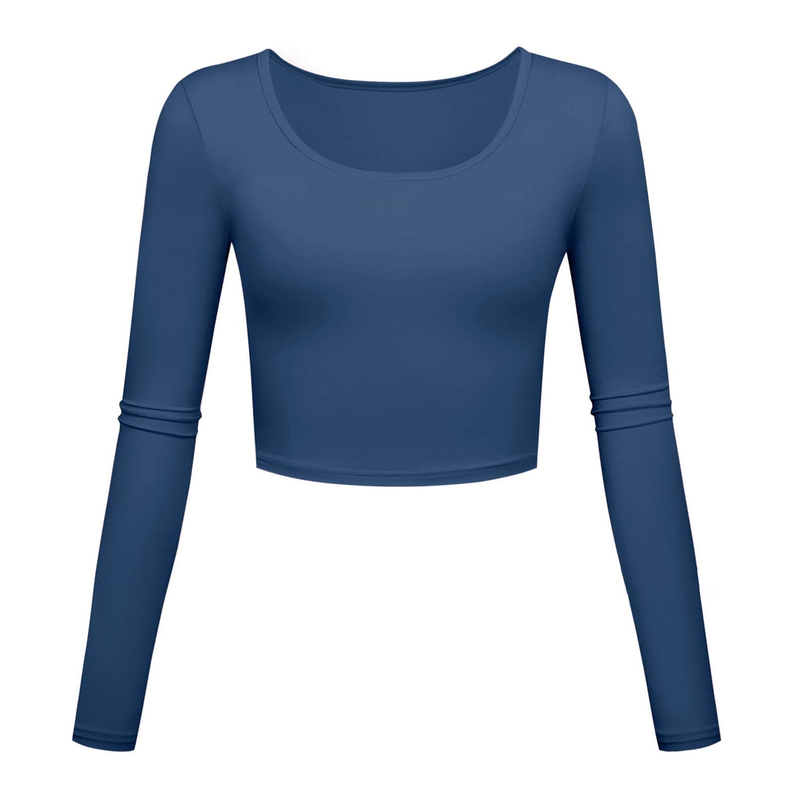 Luxalzxs Lightweight Basic Crop Tops Slim Fit Long Sleeve Workout Tops ...