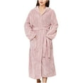 thumbnail image 1 of Luxalzxs Long Hooded Robe for Women Solid Color Full Length Bathrobe Winter Warm Pajamas Shower Nightgown Housecoat with Pockets, 1 of 5