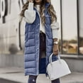 thumbnail image 1 of Luxalzxs Long Puffer Vest Women Single-Breasted Zipper Hooded Padded Vest Winter Coat Solid Color Mid-Length Sleeveless Warm Jacket Tops with Pockets, 1 of 5