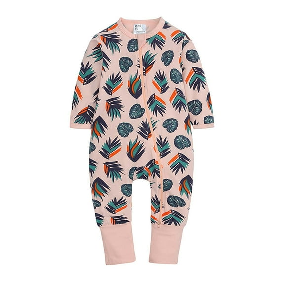 Luxalzxs Long Sleeve Onesies Newborn Infant Toddler Baby Boys Girls Double Zipper Romper One Piece Jumpsuit Cotton Cute Print Bodysuit Baby Onesies 12-18 Months