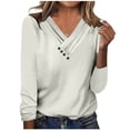 thumbnail image 1 of Luxalzxs Long Sleeve Shirts for Women Summer Button V-Neck Sexy Casual Tops Plus Size Solid Color Regular Blouse Tops Fall Clothes, 1 of 5