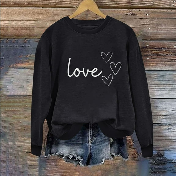 Luxalzxs Love Heart Sweatshirt for Women Happy Valentine's Day Shirts Long Sleeve Crewneck Pullover Tops