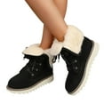 thumbnail image 1 of Luxalzxs Low-Heeled Frosted Leather Lace Up Thick Plush Mid Calf Snow Boots Cotton Shoes, 1 of 5