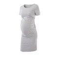 thumbnail image 1 of Luxalzxs Maternity Dresses for Women Stripe Short Sleeve Round Neck Breast-Feeding Pregnant Nursing Dress Nightgown, 1 of 3