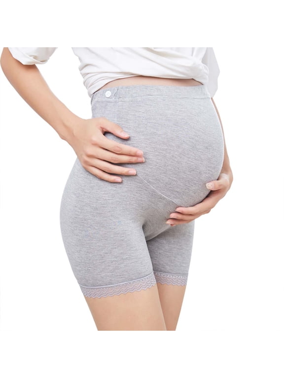Luxalzxs Maternity High Waist Underwear Maternity Shorts Over Bump Seamless Lace Trim Pregnancy Shapewear for Maternity Dress