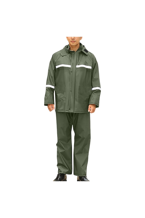 Luxalzxs Men Rain Suit Jacket & Trouser Suit Raincoat Waterproof Lightweight Rain Gear Coat Workwear Rainwear for Farming, Hiking