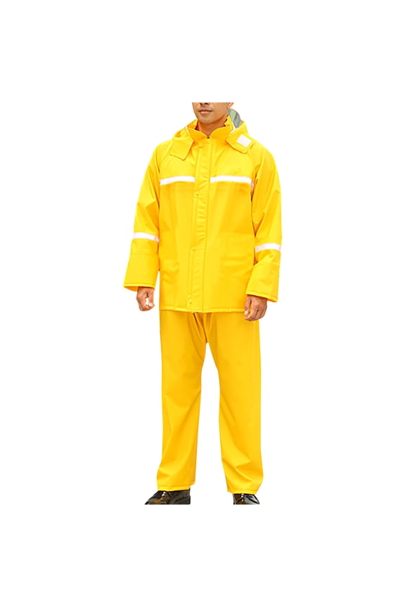 Luxalzxs Men Rain Suit Jacket & Trouser Suit Raincoat Waterproof Lightweight Rain Gear Coat Workwear Rainwear for Farming, Hiking