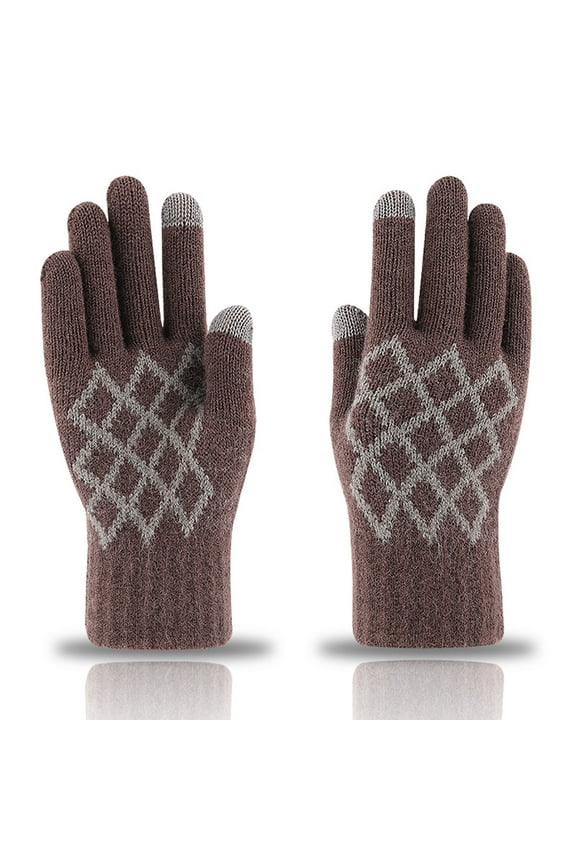 Luxalzxs Men Winter Warm Gloves Touchscreen Casual Stretch Thick Knitted Windproof Gloves for Cold Weather