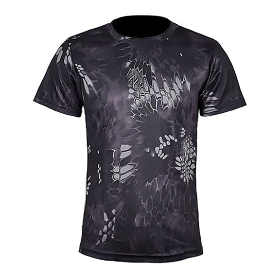 Luxalzxs Men's Casual Short Sleeve T Shirt Summer Camouflage Round Neck Slim Fit Tops Outdoor Exercise Fitness Quick Drying Sweat Physical Training Wear