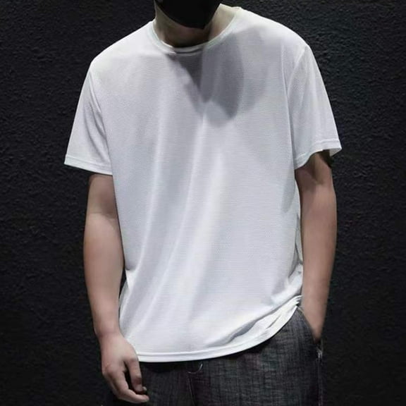 Luxalzxs Men's Thin Breathable Short Sleeve Tee Tops Lightweight Crew Neck Casual Stretch Muscle Gym Quick Dry Workout Mens T-Shirts