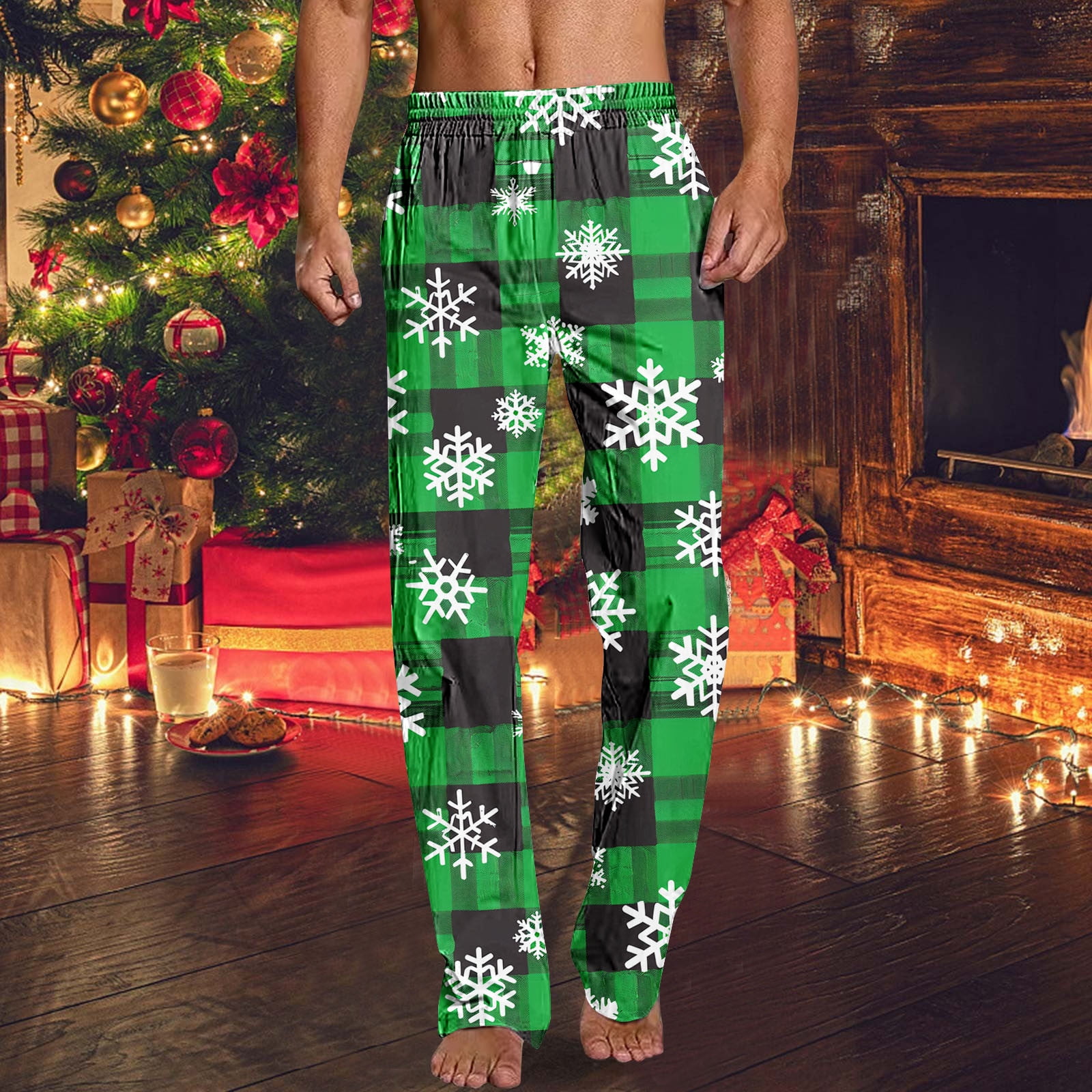 Luxalzxs Mens Christmas Pajamas Pants Lightweight Straight Leg