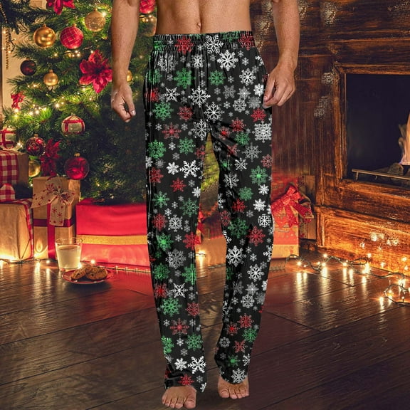 Luxalzxs Mens Christmas Pajamas Pants Lightweight Straight Leg Sleep Lounge Pj Bottoms Pyjama Jogger Trendy Plaid Print Home Pants Elastic Waist Casual Pajama Bottoms with Pockets