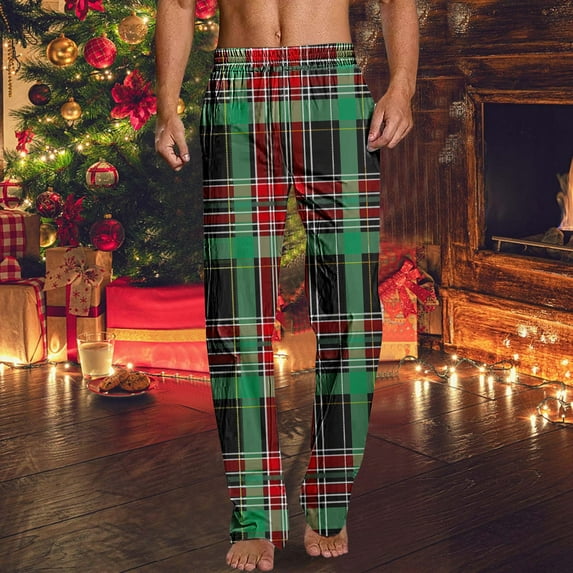 Luxalzxs Mens Plaid Pajama Pants Cozy Lounge Pants Baggy Lightweight Buffalo Plaid Pjs Pants Sleepwear Elastic Waist Pj Bottoms