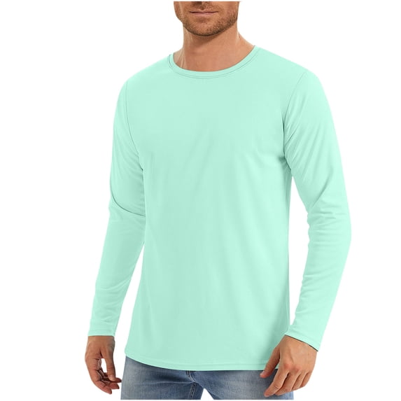 Luxalzxs Mens T-Shirts Sport Performance Long Sleeve Athletic Sun Shirts UV Protection Quick Dry Lightweight Breathable Rash Guard Swim T-Shirts Tops
