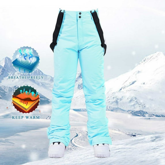 Luxalzxs Mens/Womens Snow Pants Ski Bibs Waterproof Insulated Snowboard Overalls Winter Outdoor Warm Cargo Hiking Pants with Detachable Suspender