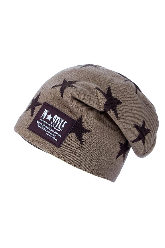 Mens Y2K Beanies Gothic Five Pointed Star Knitted Hat Winter Warm Beanies Casual Outdoor Skull Cap