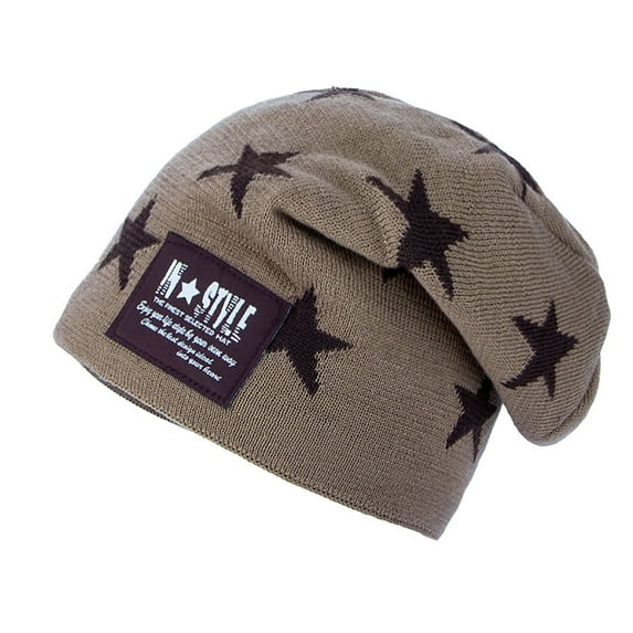 Luxalzxs Mens Y2K Beanies Gothic Five Pointed Star Knitted Hat Winter Warm Beanies Casual Outdoor Skull Cap