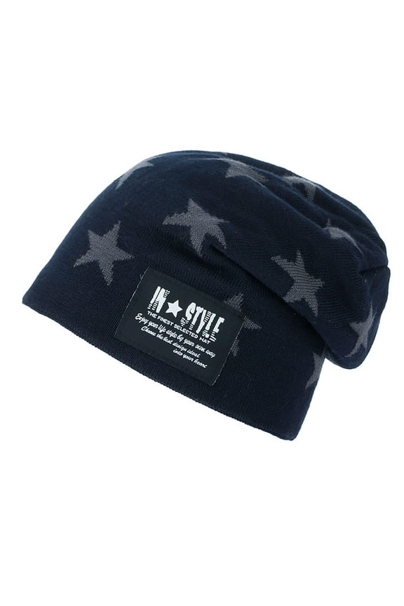 Luxalzxs Mens Y2K Beanies Gothic Five Pointed Star Knitted Hat Winter Warm Beanies Casual Outdoor Skull Cap