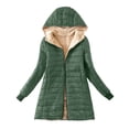 thumbnail image 1 of Luxalzxs Mid-Length Coats for Women Plus Fleece Cotton Jacket Winter Thicken Warm Hooded Lamb Fleece Coats Quilted Jackets, 1 of 5
