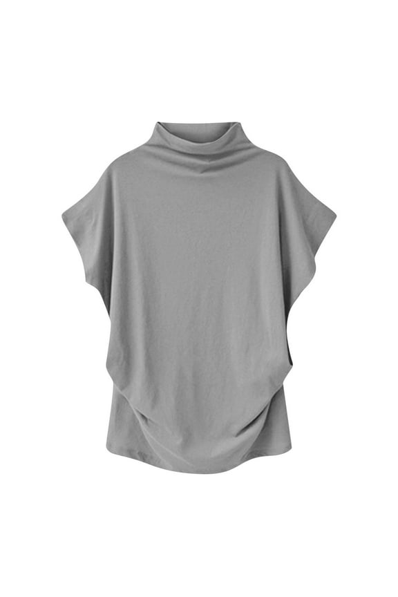 Luxalzxs Mock Neck Tops for Women Summer Casual Fashion Solid Color Short Sleeve Basic T-Shirt Blouse Tops