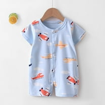 Luxalzxs Newborn Infant Baby Romper Short Sleeve Jumpsuit Playsuit One Piece Outfit for Boy Girl, Soft Comfy Cute Print Summer Onesie Climbing Clothes